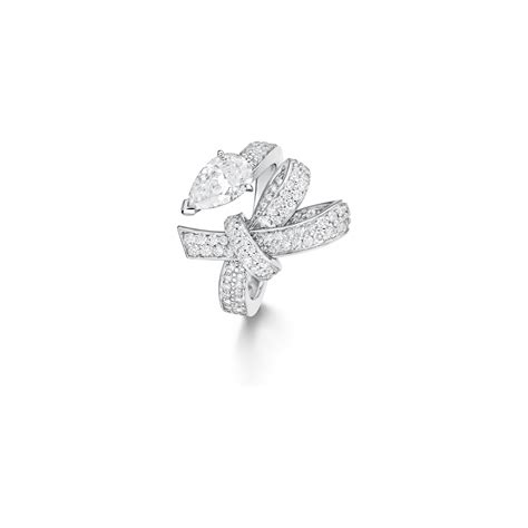 chanel diamond and white gold ruban ring star style|Chanel ribbons.